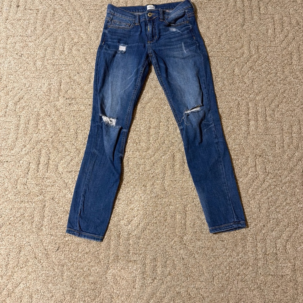 Sneak Peek Dark Blue Ripped Skinny Jeans